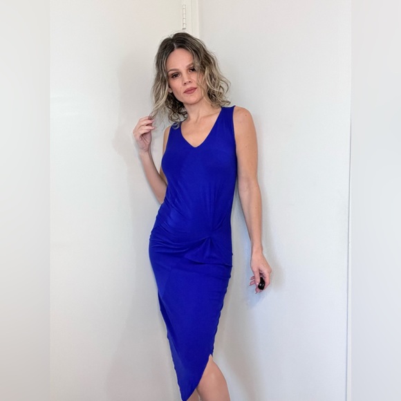 Zero + Maria Cornejo Asymmetric Knot Dress in Blue - Picture 7 of 13